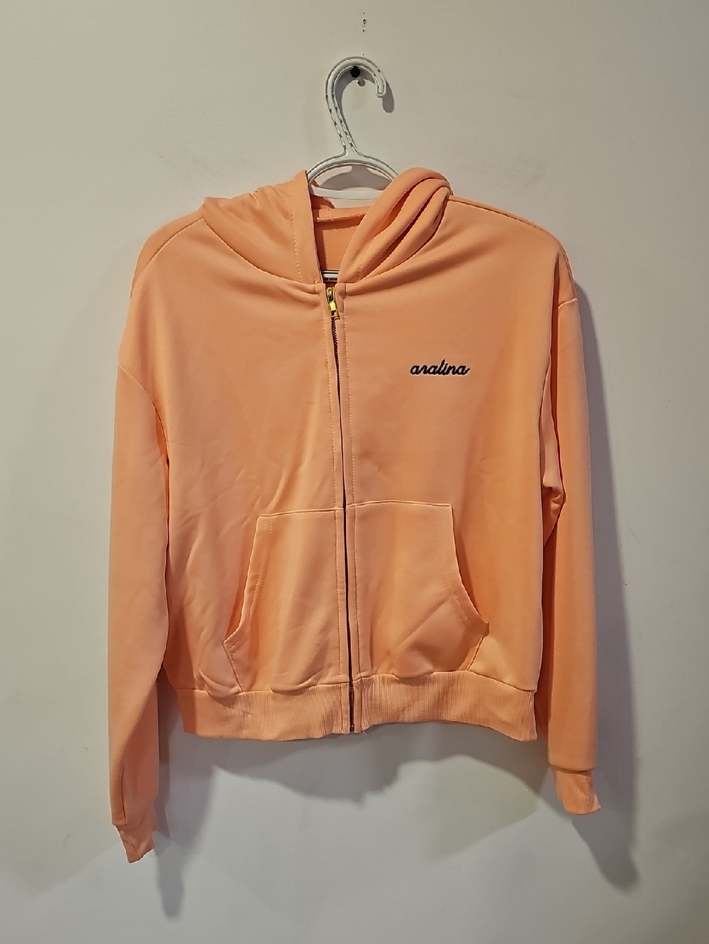 Anadina Peach Zip-Up Hoodie Bomber Jacket